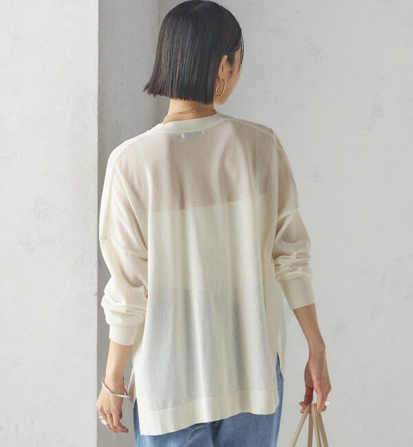 SHIPS for women「〈手洗い可能〉18G フィルミーコットン Vネック 1ボタン カーディガン」|カーディガン|