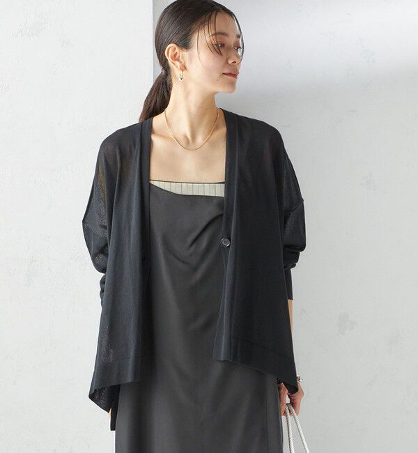 SHIPS for women「〈手洗い可能〉18G フィルミーコットン Vネック 1ボタン カーディガン」|カーディガン|