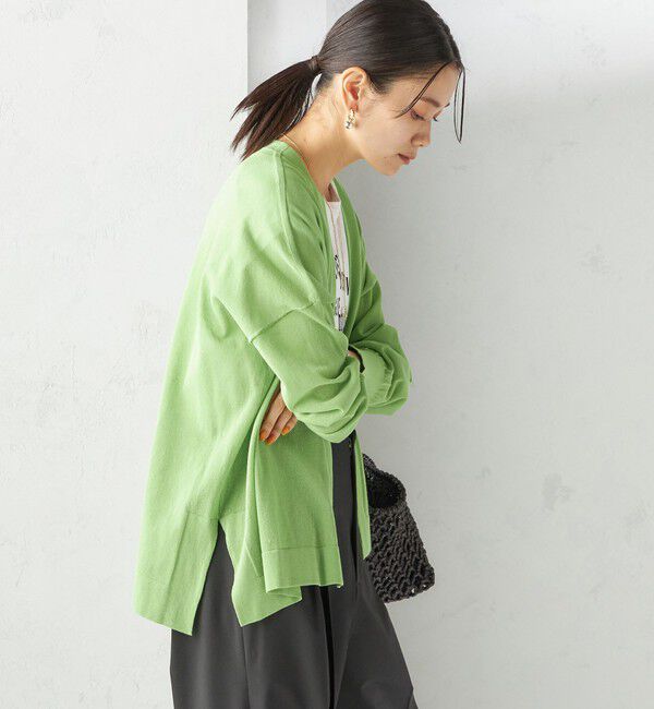 SHIPS for women「〈手洗い可能〉18G フィルミーコットン Vネック 1ボタン カーディガン」|カーディガン|