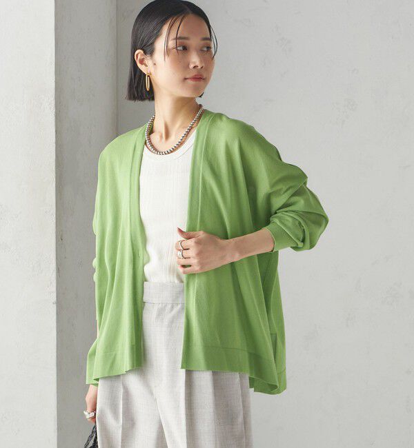 SHIPS for women「〈手洗い可能〉18G フィルミーコットン Vネック 1ボタン カーディガン」|カーディガン|