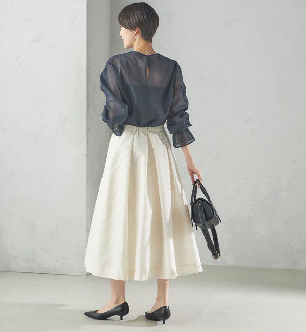 SHIPS for women「〈手洗い可能〉オーガンジー ドット 刺繍 フレア スカート」|スカート|