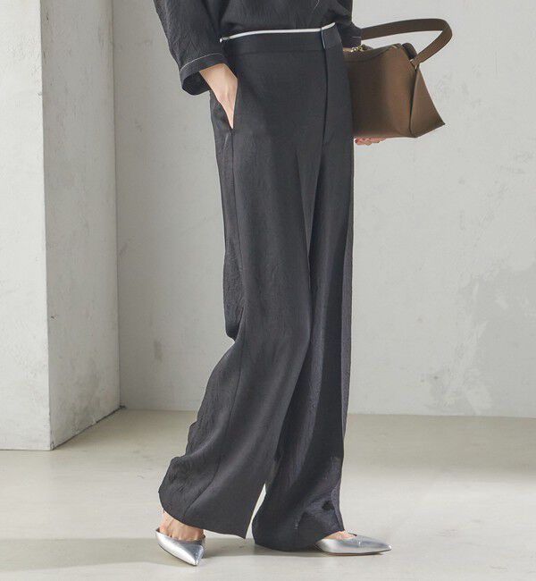 SHIPS for women「〈接触冷感/吸水速乾〉アセテート ワッシャー ウエスト デザイン パンツ」|スラックス|