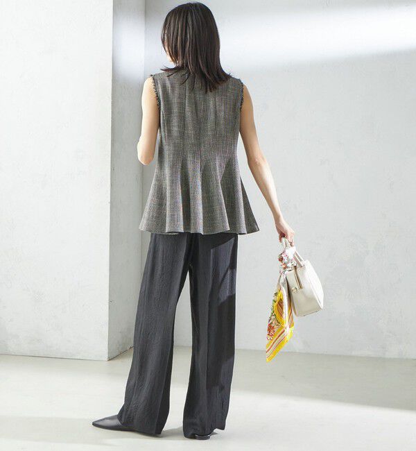 SHIPS for women「〈接触冷感/吸水速乾〉アセテート ワッシャー ウエスト デザイン パンツ」|スラックス|