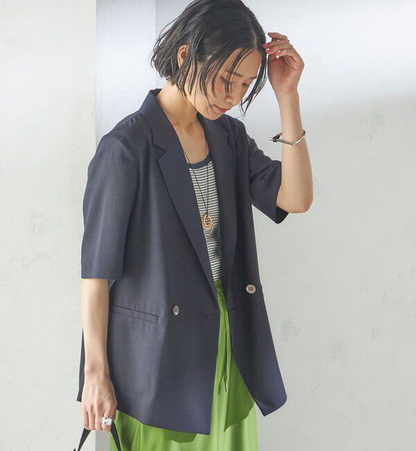 SHIPS for women「〈手洗い可能〉ダブル 半袖 ジャケット」|テーラードジャケット|