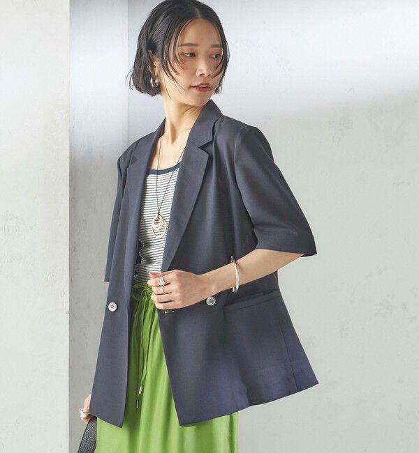 SHIPS for women「〈手洗い可能〉ダブル 半袖 ジャケット」|テーラードジャケット|