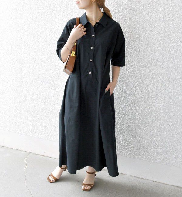 SHIPS any「SHIPS any:〈洗濯機可能〉タイプライター ボリューム シャツ ワンピース」|ワンピース|