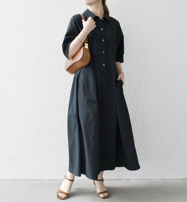 SHIPS any「SHIPS any:〈洗濯機可能〉タイプライター ボリューム シャツ ワンピース」|ワンピース|