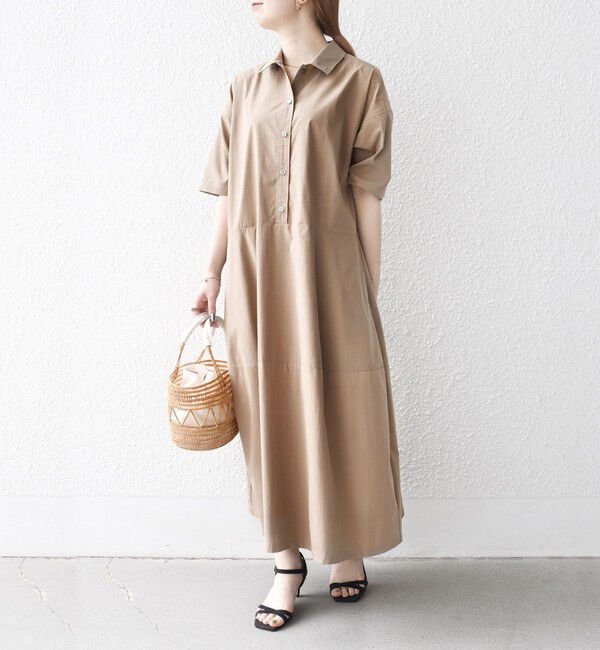 SHIPS any「SHIPS any:〈洗濯機可能〉タイプライター ボリューム シャツ ワンピース」|ワンピース|