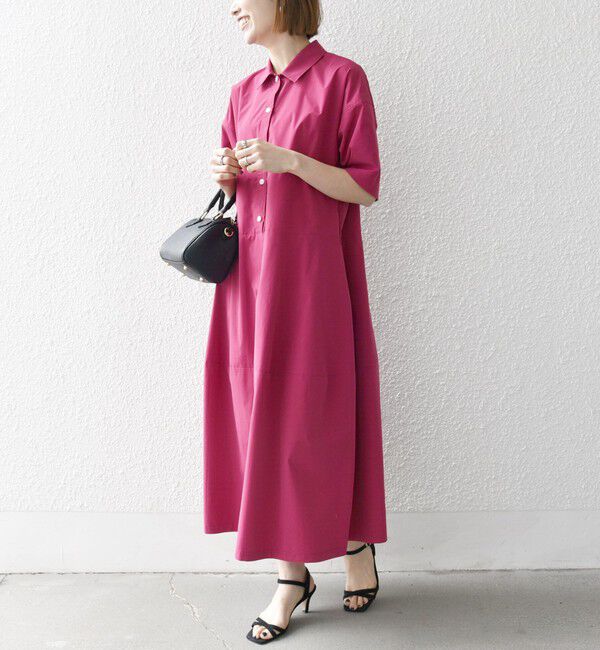 SHIPS any「SHIPS any:〈洗濯機可能〉タイプライター ボリューム シャツ ワンピース」|ワンピース|