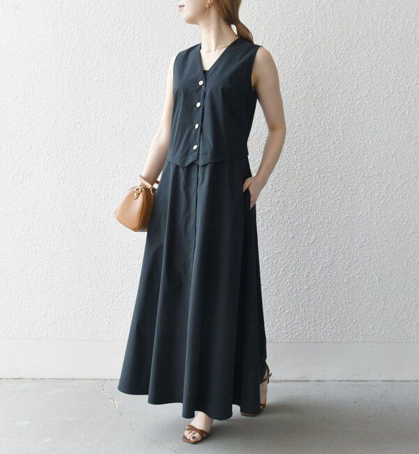 SHIPS any「SHIPS any:〈洗濯機可能〉タイプライター ジレ レイヤードデザイン ワンピース」|ワンピース|