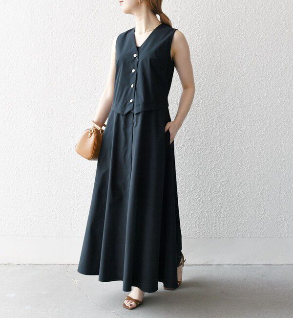 SHIPS any「SHIPS any:〈洗濯機可能〉タイプライター ジレ レイヤードデザイン ワンピース」|ワンピース|