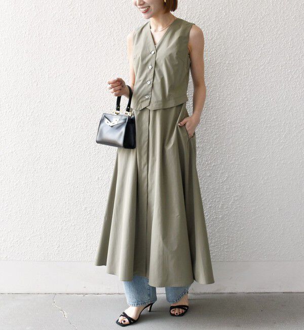 SHIPS any「SHIPS any:〈洗濯機可能〉タイプライター ジレ レイヤードデザイン ワンピース」|ワンピース|