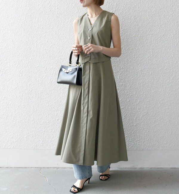 SHIPS any「SHIPS any:〈洗濯機可能〉タイプライター ジレ レイヤードデザイン ワンピース」|ワンピース|