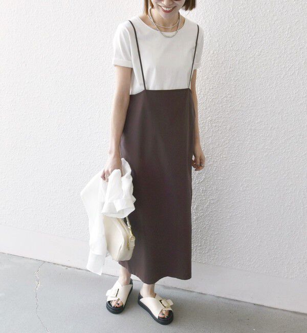 SHIPS any「SHIPS any:〈洗濯機可能〉Iライン キャミ ワンピース &times; ベーシック TEE セット」|ジャンパースカート|