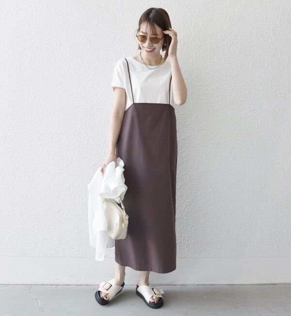 SHIPS any「SHIPS any:〈洗濯機可能〉Iライン キャミ ワンピース &times; ベーシック TEE セット」|ジャンパースカート|