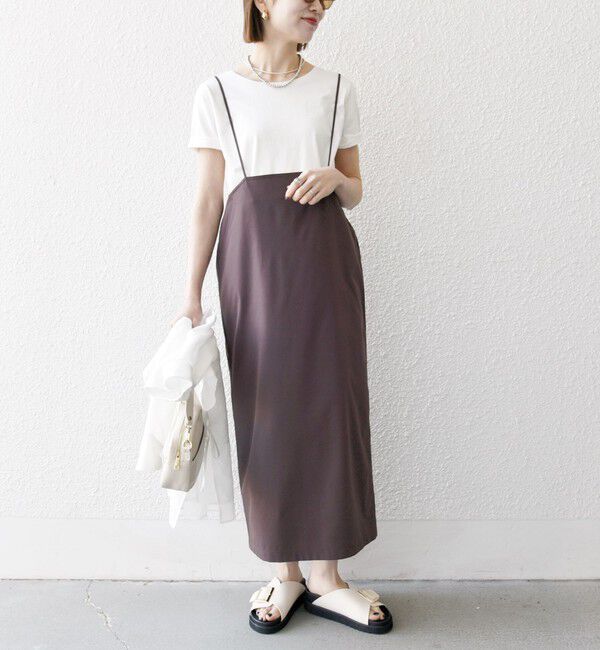 SHIPS any「SHIPS any:〈洗濯機可能〉Iライン キャミ ワンピース &times; ベーシック TEE セット」|ジャンパースカート|