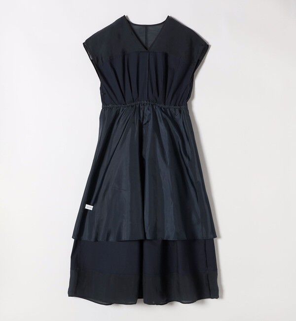 quaranciel「quaranciel :〈洗濯機可能〉シアー ドッキング Vネック フレンチスリーブ ワンピース」|ワンピース|