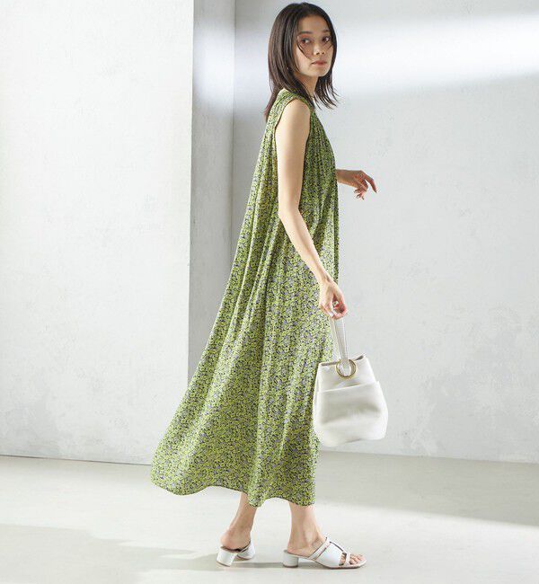 SHIPS for women「〈手洗い可能〉割繊 フラワー プリント ノースリーブ ワンピース」|ワンピース|