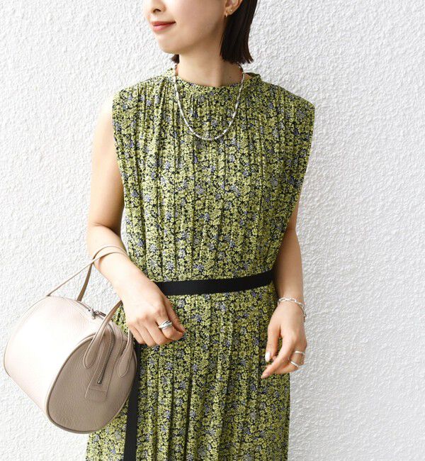 SHIPS for women「〈手洗い可能〉割繊 フラワー プリント ノースリーブ ワンピース」|ワンピース|