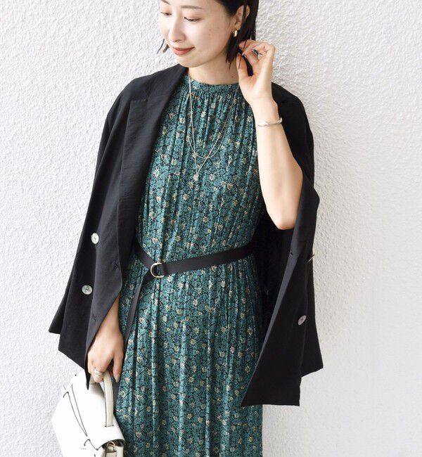 SHIPS for women「〈手洗い可能〉割繊 フラワー プリント ノースリーブ ワンピース」|ワンピース|