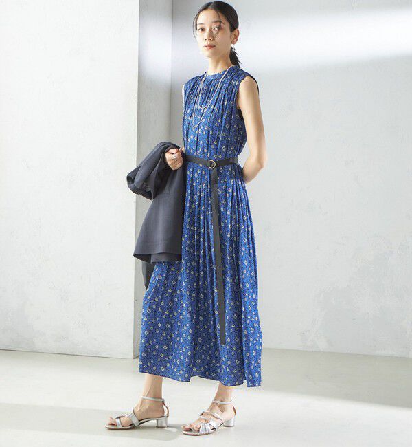 SHIPS for women「〈手洗い可能〉割繊 フラワー プリント ノースリーブ ワンピース」|ワンピース|