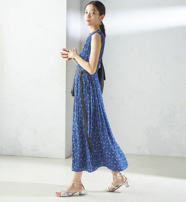 SHIPS for women「〈手洗い可能〉割繊 フラワー プリント ノースリーブ ワンピース」|ワンピース|