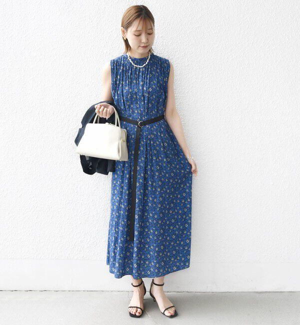 SHIPS for women「〈手洗い可能〉割繊 フラワー プリント ノースリーブ ワンピース」|ワンピース|