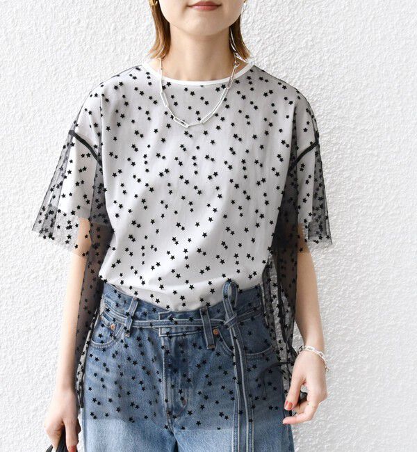 SHIPS for women「【WEB限定】スター チュール レイヤード TEE」|Tシャツ・カットソー|