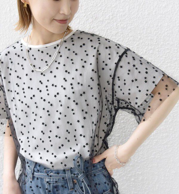 SHIPS for women「【WEB限定】スター チュール レイヤード TEE」|Tシャツ・カットソー|