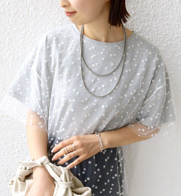 SHIPS for women「【WEB限定】スター チュール レイヤード TEE」|Tシャツ・カットソー|