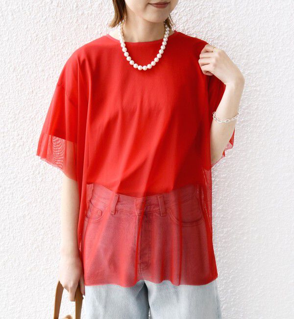 SHIPS for women「【WEB限定】スター チュール レイヤード TEE」|Tシャツ・カットソー|