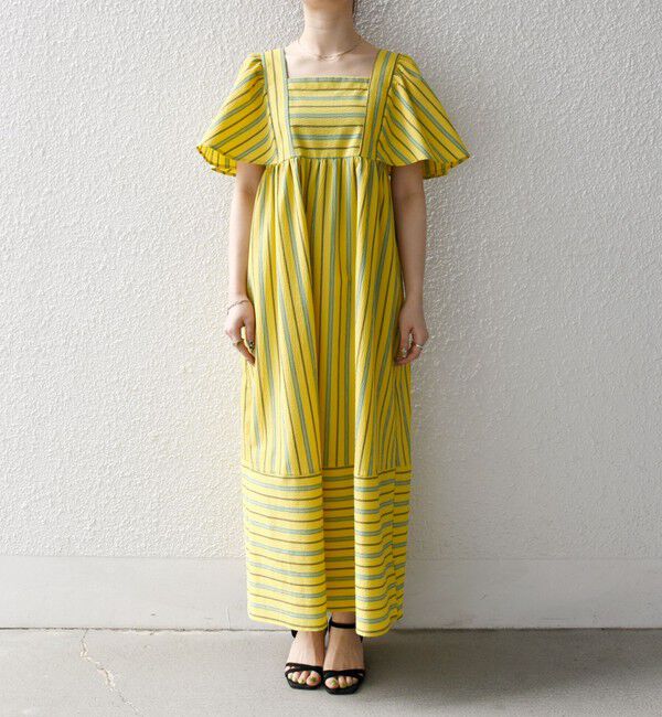 SHIPS any「SHIPS any:〈洗濯機可能〉ミニサッカー スクエアネック フレア ワンピース」|ワンピース|