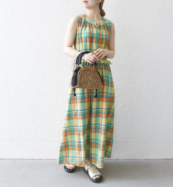 SHIPS any「SHIPS any:〈洗濯機可能〉マドラス チェック ノースリーブ ワンピース」|ワンピース|