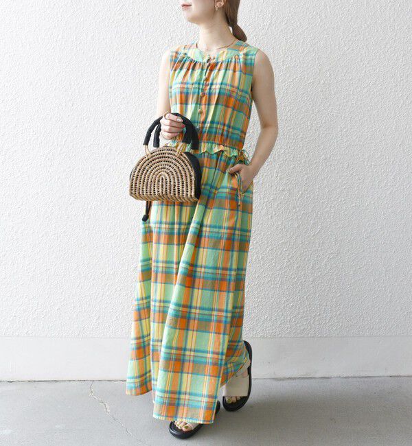 SHIPS any「SHIPS any:〈洗濯機可能〉マドラス チェック ノースリーブ ワンピース」|ワンピース|