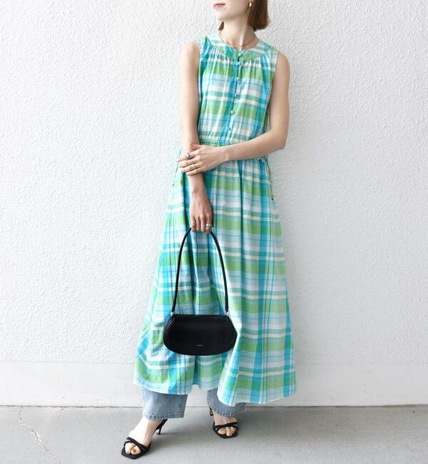 SHIPS any「SHIPS any:〈洗濯機可能〉マドラス チェック ノースリーブ ワンピース」|ワンピース|