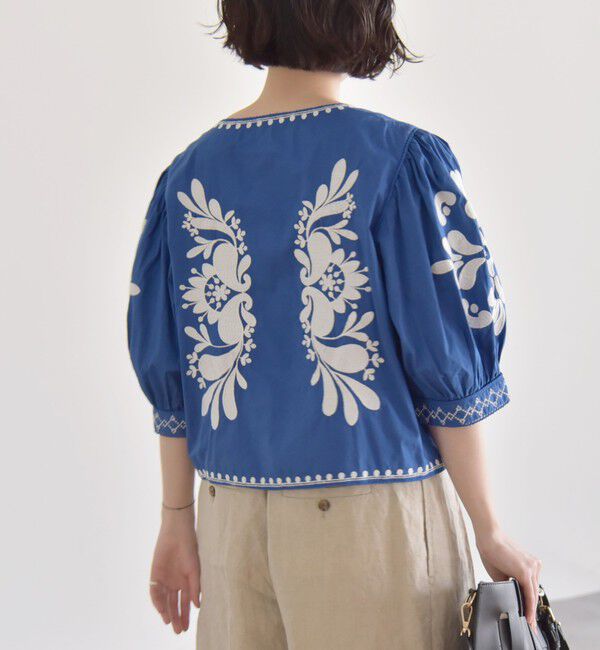 quaranciel「quaranciel:〈洗濯機可能〉エンブロイダリー スクエアネック ブラウス」|シャツ・ブラウス|