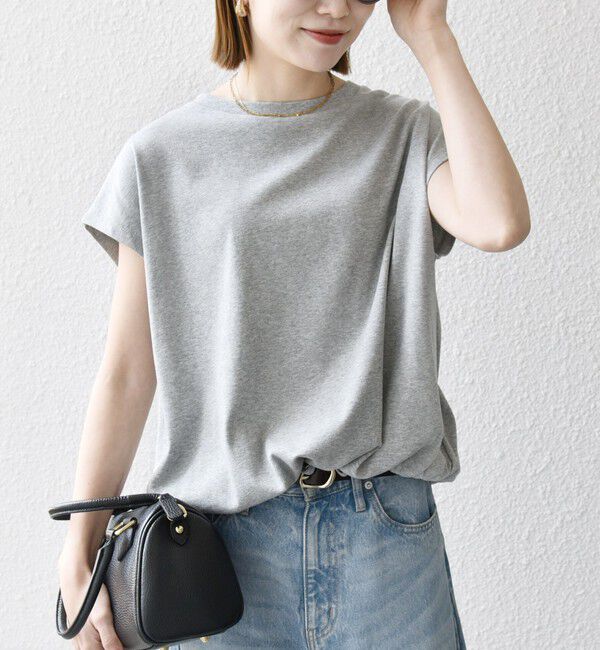 SHIPS any「SHIPS any:〈接触冷感/汗染み防止加工/洗濯機可能〉ドロスト フレンチスリーブ TEE」|Tシャツ・カットソー|ライトグレー