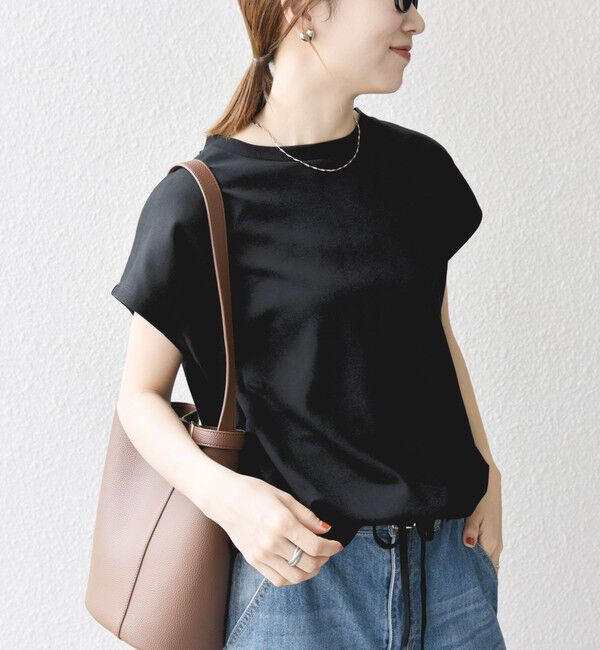 SHIPS any「SHIPS any:〈接触冷感/汗染み防止加工/洗濯機可能〉ドロスト フレンチスリーブ TEE」|Tシャツ・カットソー|