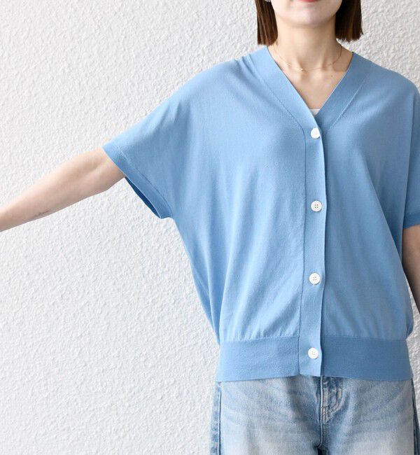 SHIPS any「SHIPS any:〈接触冷感/手洗い可能〉Vネック ドルマン ミディ カーディガン」|カーディガン|