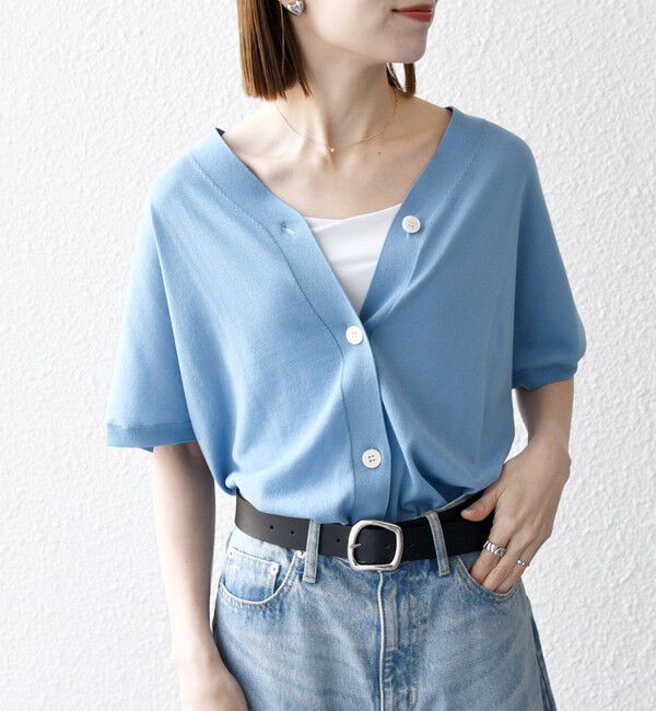 SHIPS any「SHIPS any:〈接触冷感/手洗い可能〉Vネック ドルマン ミディ カーディガン」|カーディガン|