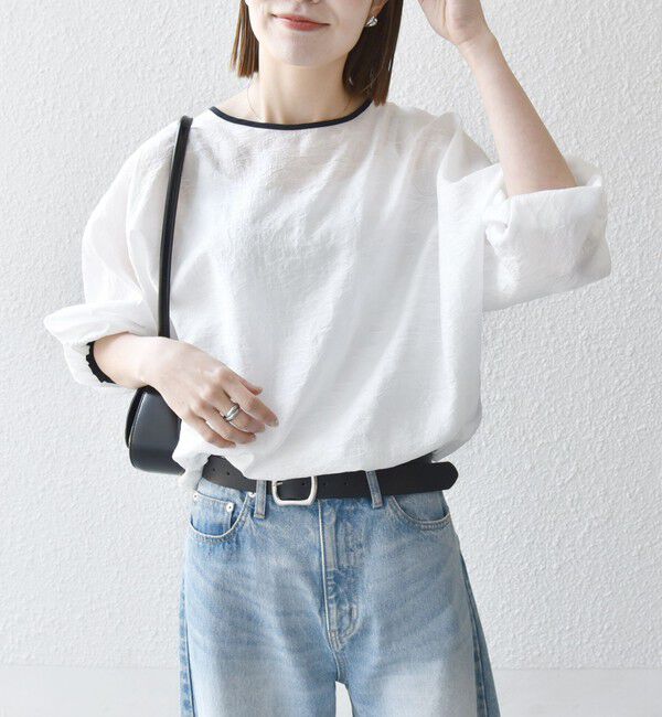 SHIPS any「《追加予約》SHIPS any:〈洗濯機可能〉フラワー ジャカード ドルマン パイピング ブラウス」|シャツ・ブラウス|