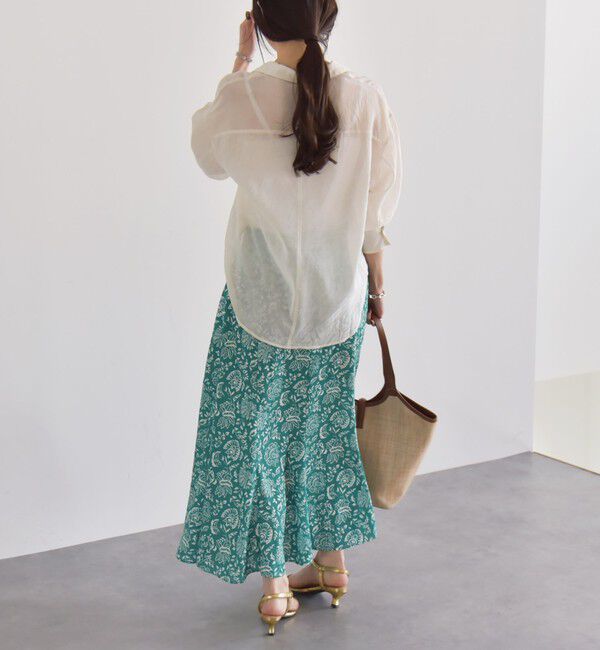 quaranciel「quaranciel:〈洗濯機可能〉フラワー プリント マーメイド ロング スカート」|スカート|