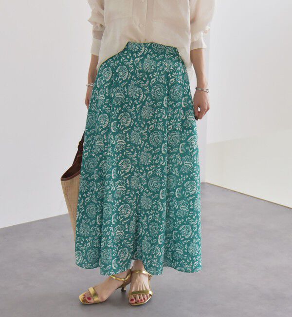 quaranciel「quaranciel:〈洗濯機可能〉フラワー プリント マーメイド ロング スカート」|スカート|