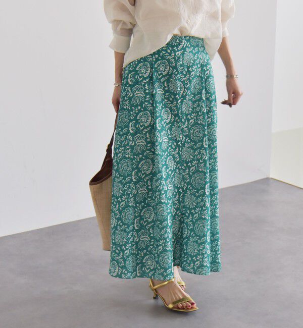 quaranciel「quaranciel:〈洗濯機可能〉フラワー プリント マーメイド ロング スカート」|スカート|