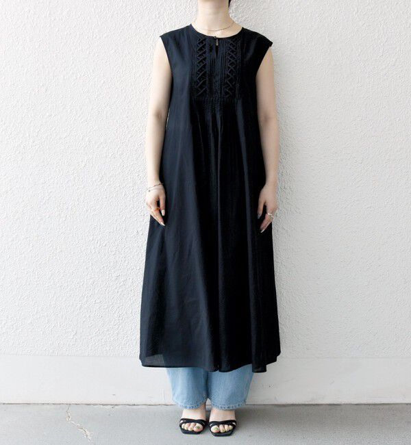 SHIPS any「SHIPS any:〈手洗い可能〉ロープ デザイン ピンタック フレンチスリーブ ワンピース」|ワンピース|