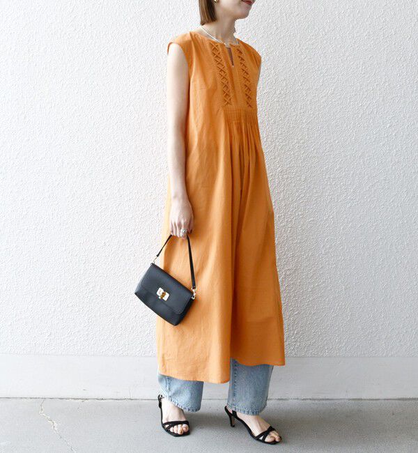 SHIPS any「SHIPS any:〈手洗い可能〉ロープ デザイン ピンタック フレンチスリーブ ワンピース」|ワンピース|