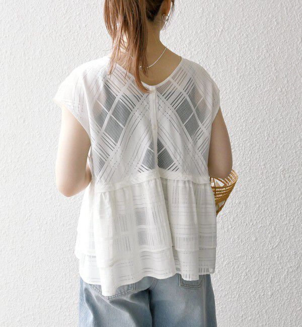 SHIPS any「SHIPS any:〈洗濯機可能〉シアー チェック ティアード ペプラム 2WAY ブラウス」|シャツ・ブラウス|