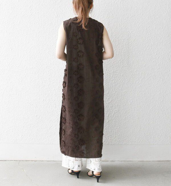 SHIPS any「SHIPS any:〈手洗い可能〉3D フラワー エンブロイダリー ロング ワンピース」|ワンピース|