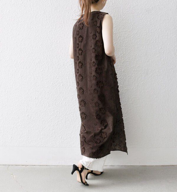 SHIPS any「SHIPS any:〈手洗い可能〉3D フラワー エンブロイダリー ロング ワンピース」|ワンピース|