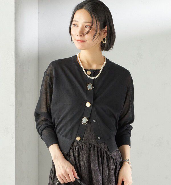 SHIPS for women「TORRAZZO DONNA:〈手洗い可能〉ビジュー シアー カーディガン」|カーディガン|